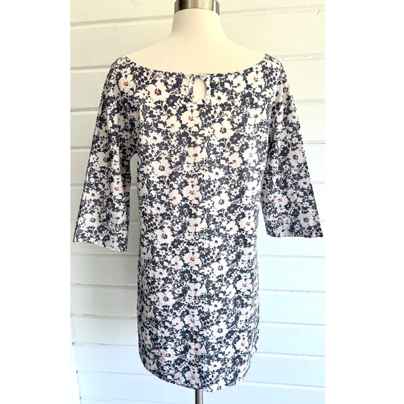 JESS BROWN Boat Neck Tunic Mini Dress in Navy Blue Floral Print - M - Picture 4 of 9